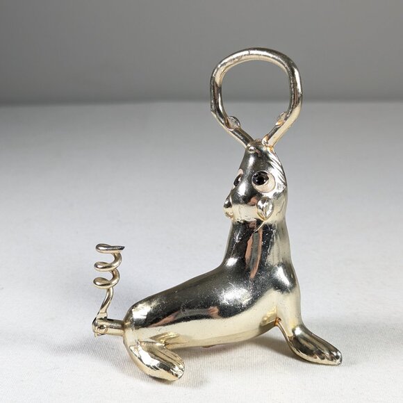 Vintage metal sea lion bottle opener and corkscrew - Picture 1 of 8